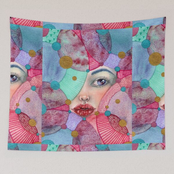 Item preview, Geometric Watercolour Woman Portrait, Modern Art | Between the Shapes designed and sold by ArithraStudio.