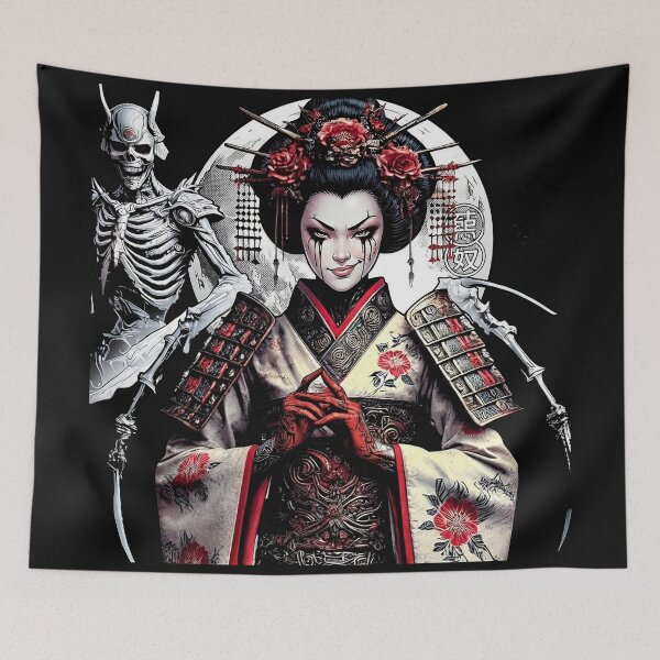 Item preview, Evil Geisha Scythe Skeleton Kanji designed and sold by Voodoo Store Paranormal Collections.