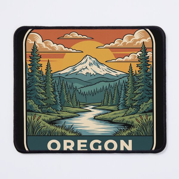Item preview, Vintage Oregon Mount Hood Alpine River Travel Badge designed and sold by Paper Drip.