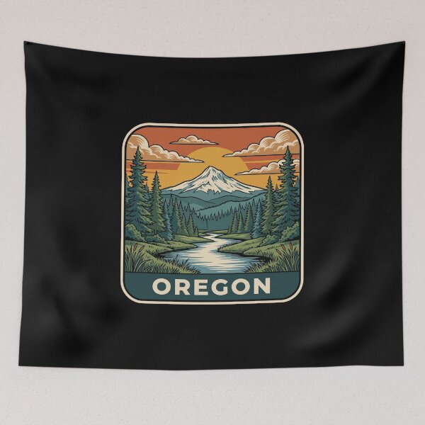 Item preview, Vintage Oregon Mount Hood Alpine River Travel Badge designed and sold by Paper Drip.