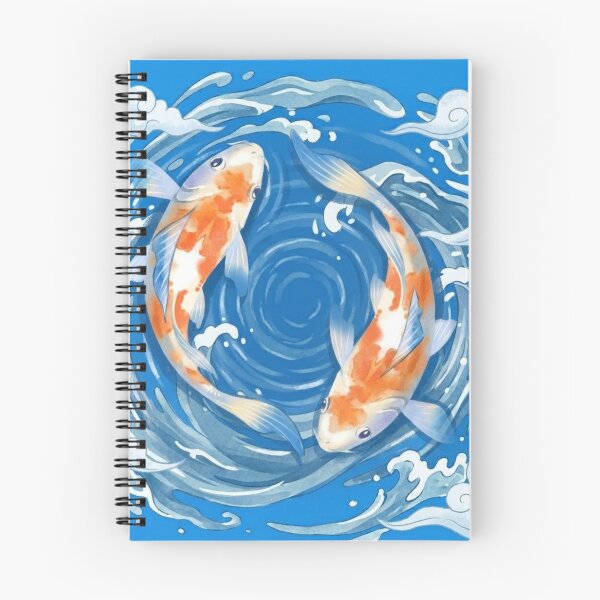 Item preview, Twin Koi Fish Yin Yang Waves Illustration designed and sold by WithoutBorders4.