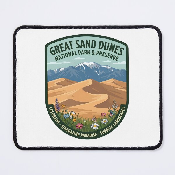 Item preview, Great Sand Dunes National Park Colorado Retro Wildflowers Badge designed and sold by LittleArij.