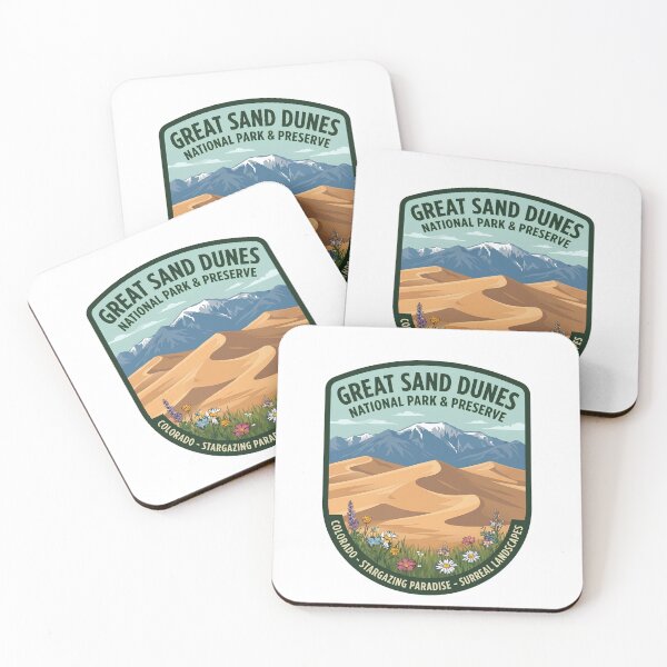 Item preview, Great Sand Dunes National Park Colorado Retro Wildflowers Badge designed and sold by LittleArij.
