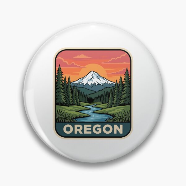 Item preview, Vintage Oregon Mount Hood Alpine River Travel Badge designed and sold by Paper Drip.