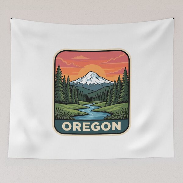 Item preview, Vintage Oregon Mount Hood Alpine River Travel Badge designed and sold by Paper Drip.