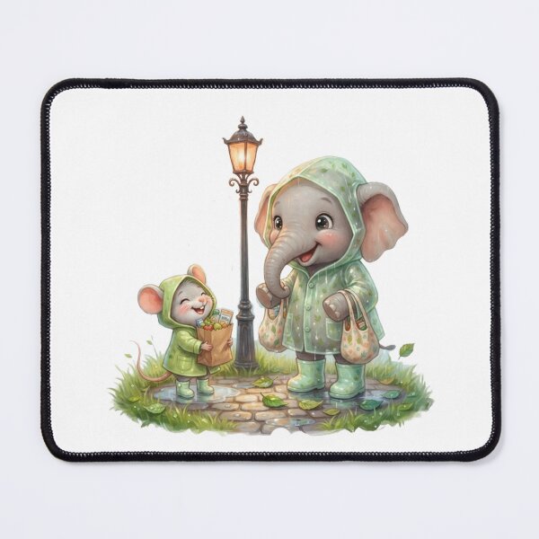Item preview, Cute Baby Elephant and Mouse Rainy Grocery Shopping designed and sold by BonnieGlam13.
