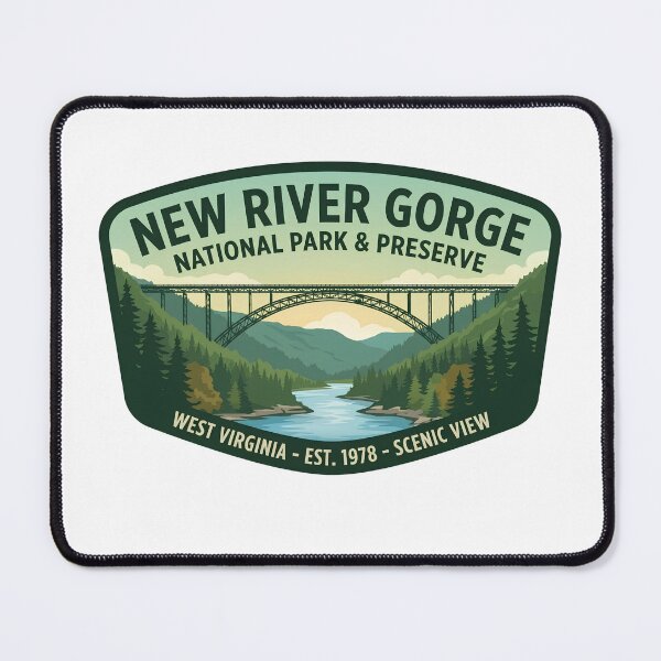 Item preview, New River Gorge National Park West Virginia Retro Bridge Badge designed and sold by LittleArij.