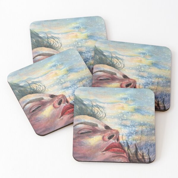 Item preview, Watercolour Woman Portrait, Atmospheric Sky Art | Under an Open Sky designed and sold by ArithraStudio.