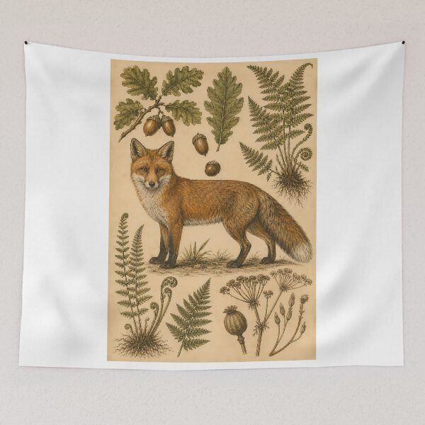 Item preview, Botanical Fox Oak Fern Study Plate designed and sold by kuradoshanon.