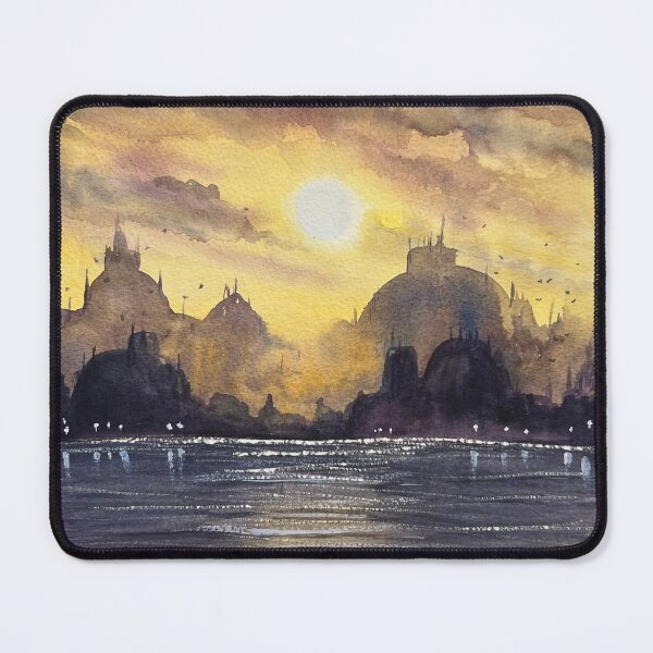 Item preview, Atmospheric Watercolour Cityscape Print, Dusk Wall Art | City of Dusk designed and sold by ArithraStudio.
