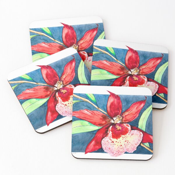 Item preview, Red Tropical Orchid Watercolour Print, Botanical Art | Crimson Orchid designed and sold by ArithraStudio.