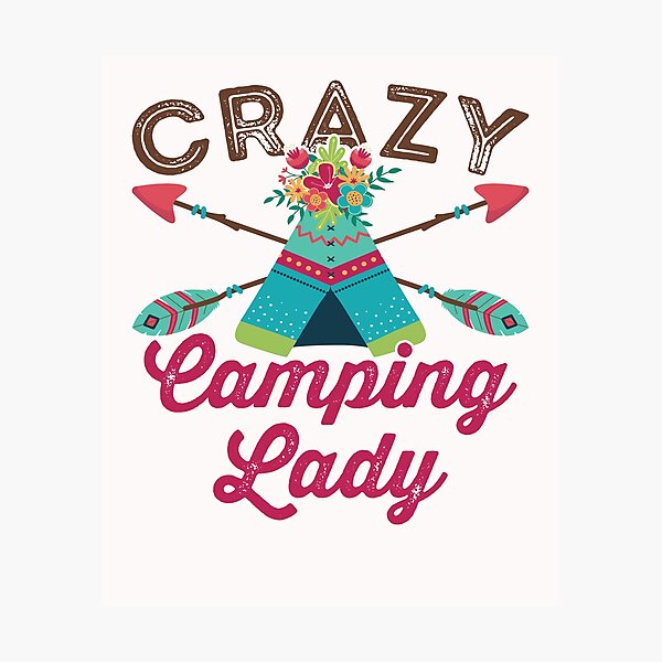 Item preview, Crazy Camping Lady Cute Camper Women designed and sold by jaygo.