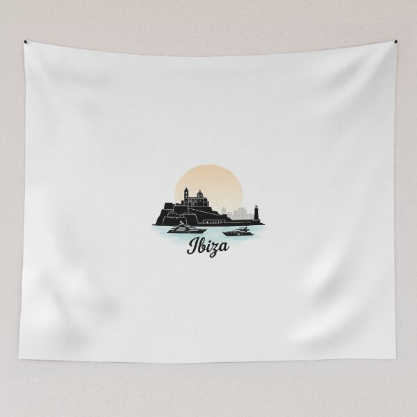 Item preview, Ibiza Spain Skyline Silhouette - Minimalist Art for Travel Lover  designed and sold by MoonSkyArt.