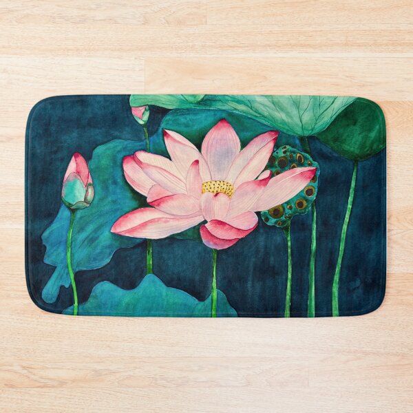 Item preview, Pink Lotus Watercolour Print, Botanical Wall Art | Lotus at Dusk designed and sold by ArithraStudio.