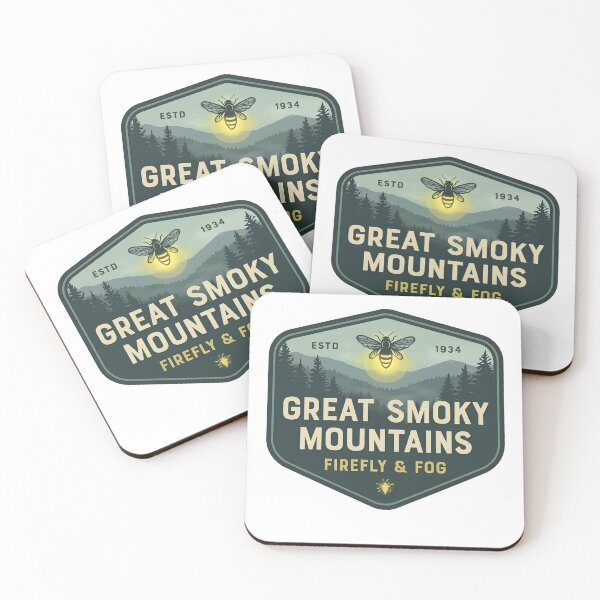 Item preview, Great Smoky Mountains Firefly and Fog Retro Nature Badge designed and sold by LittleArij.