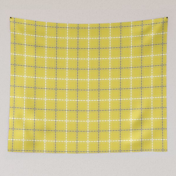 Item preview, yellow, grey & white modern plaid pattern designed and sold by DEBORAH DEY.