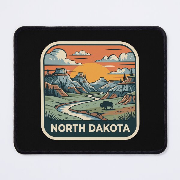 Item preview, Retro North Dakota Badlands Bison Travel Graphic designed and sold by Paper Drip.
