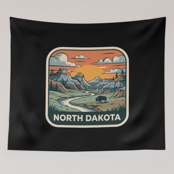 Item preview, Retro North Dakota Badlands Bison Travel Graphic designed and sold by Paper Drip.