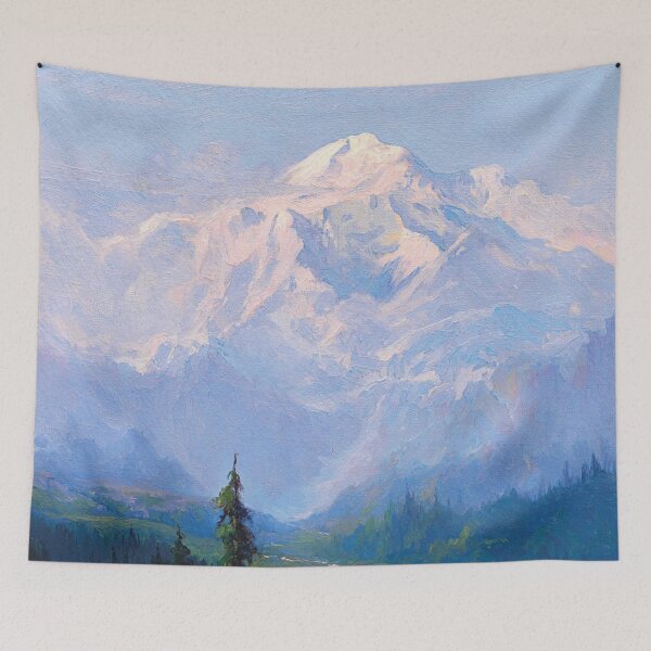 Item preview, Mount McKinley, Alaska alpine mountain oil on canvas print landscape painting by Sydney Mortimer Laurence designed and sold by Jéanpaul  Ferro.
