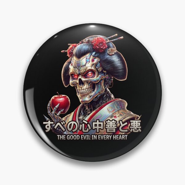 Artikelvorschau, Kybernetischer Geisha-Schädel hält Apfel entworfen und verkauft von Voodoo Store Paranormal Collections.