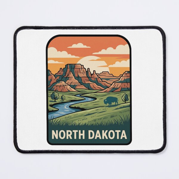 Item preview, Retro North Dakota Badlands Bison Travel Graphic designed and sold by Paper Drip.