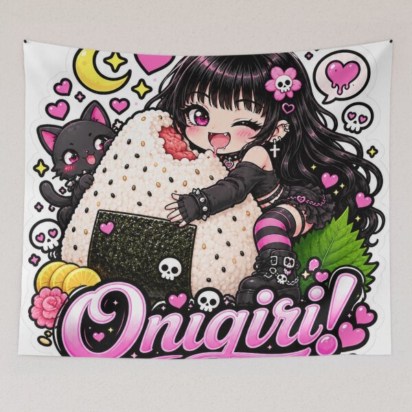 Item preview, Goth Food Gremlin Loves Onigiri designed and sold by AnnekeJordaan.