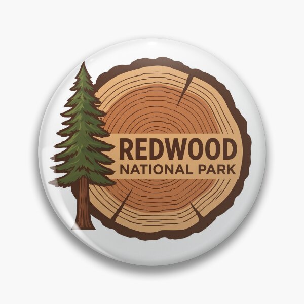 Item preview, Redwood National Park California Vintage Tree Ring Woodcut Badge designed and sold by LittleArij.