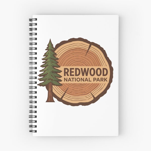 Item preview, Redwood National Park California Vintage Tree Ring Woodcut Badge designed and sold by LittleArij.