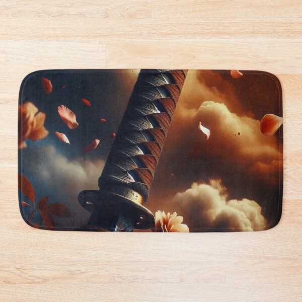Item preview, Katana Sword Roses Floating Petals Sunset Clouds Japanese Art designed and sold by LYAN-STORE.