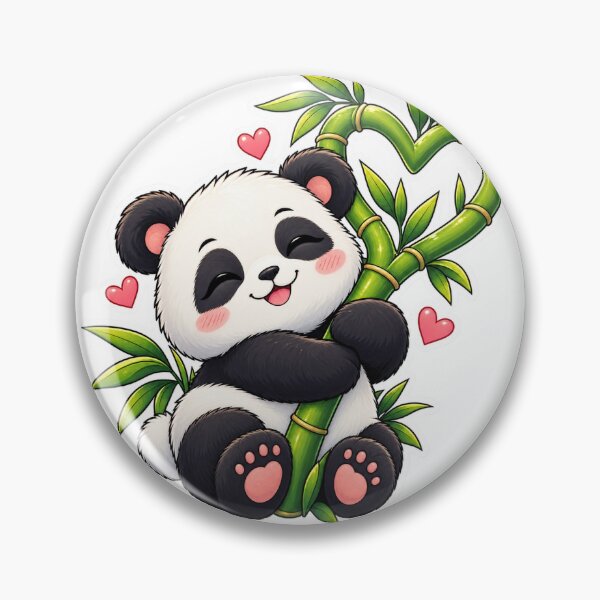 Item preview, Cute Panda Hugging Bamboo Heart Sticker designed and sold by InkPixell.
