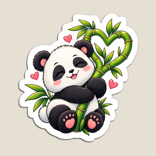 Item preview, Cute Panda Hugging Bamboo Heart Sticker designed and sold by InkPixell.