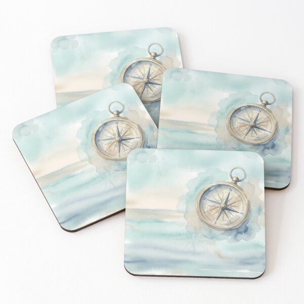 Item preview, Guided by the Sea – Watercolor Compass Art designed and sold by Saxon Designs.