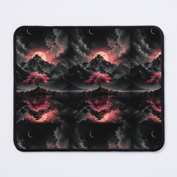 Item preview, Crimson Eclipse Blossom – Dark Fantasy Mountain Landscape designed and sold by Coverify.