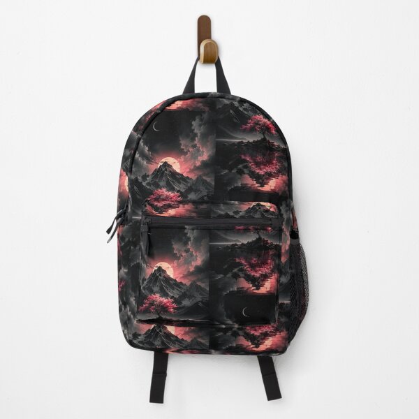 Item preview, Crimson Eclipse Blossom – Dark Fantasy Mountain Landscape designed and sold by Coverify.