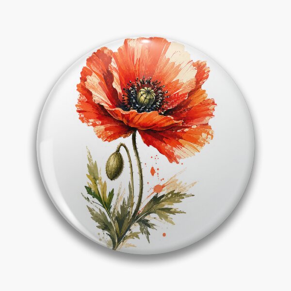 Item preview, Red Poppy Wildflower Botanical Sticker designed and sold by InkPixell.