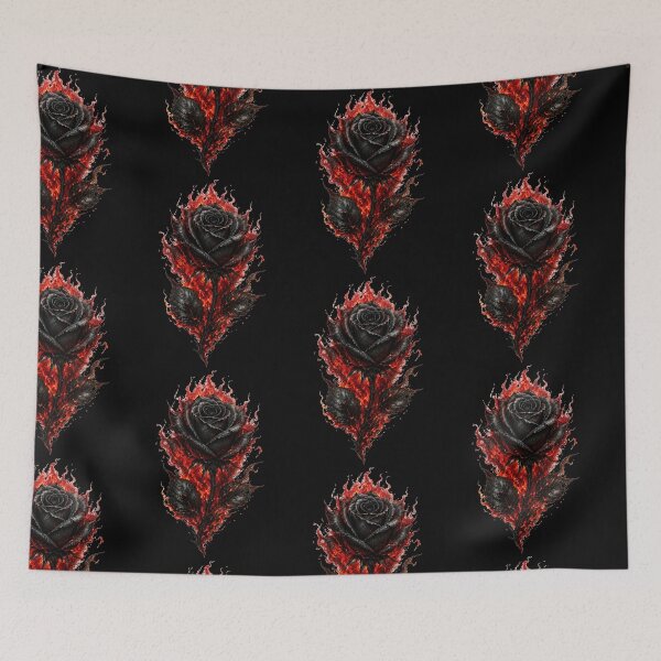 Item preview, Gothic Black Rose On Fire Burning Flame Tattoo Art designed and sold by MariaPCMaria.