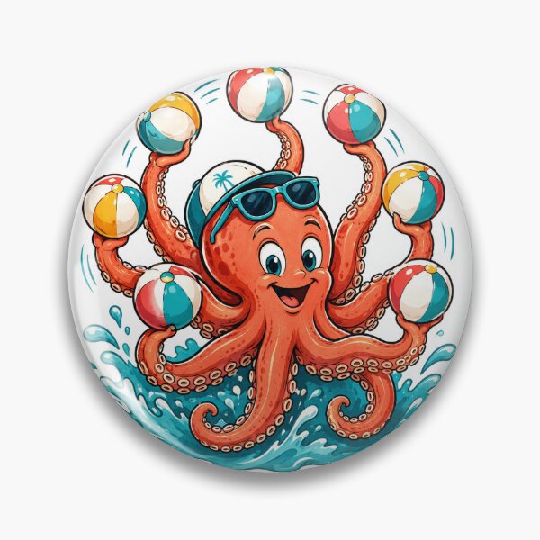 Item preview, Cute Retro Octopus Summer Ocean Sticker designed and sold by InkPixell.