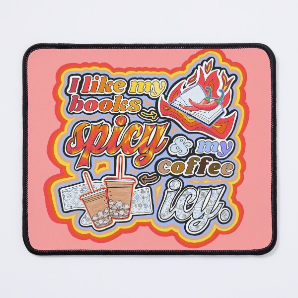 Item preview, I like my books spicy and my coffee icy | Hand drawn, no AI#X designed and sold by Librarian Lauren.