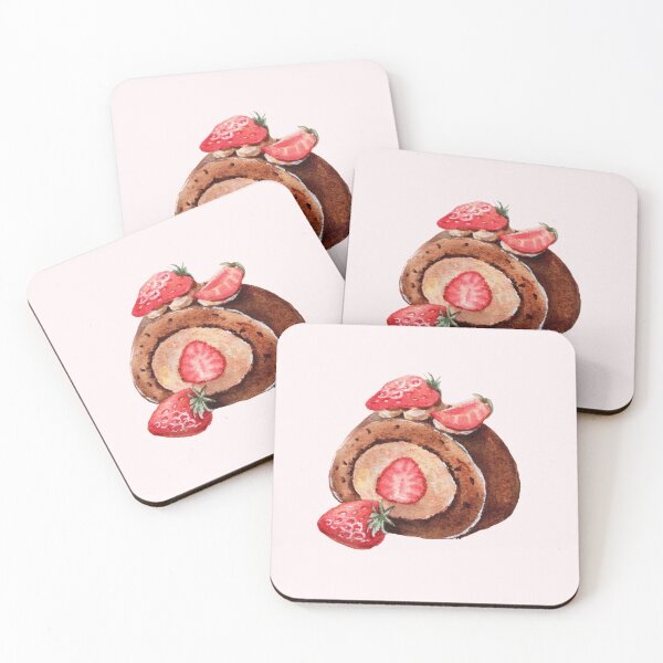 Item preview, Watercolor Chocolate Strawberry Swiss Roll designed and sold by Anyahei.