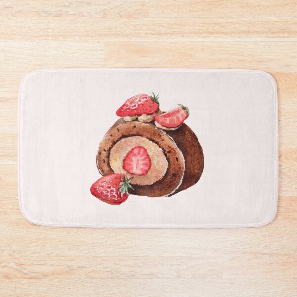 Item preview, Watercolor Chocolate Strawberry Swiss Roll designed and sold by Anyahei.