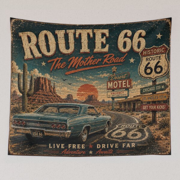 Item preview, Retro Route 66 – The Mother Road Vintage Travel Poster designed and sold by Lumvero.