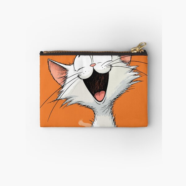 Item preview, Happy Excited Morning Coffee Cat Funny Caffeinated White Kitten Comic Graphic designed and sold by The Upside Down.