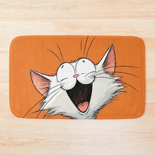 Item preview, Happy Excited Morning Coffee Cat Funny Caffeinated White Kitten Comic Graphic designed and sold by The Upside Down.