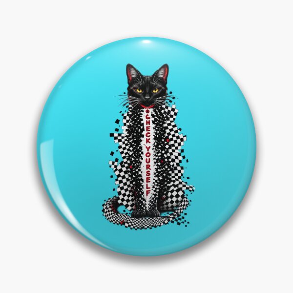 Item preview, Check Yourself Black Cat Checkerboard designed and sold by Art With Impact – Statement Art & Apparel for Deep Thinkers.