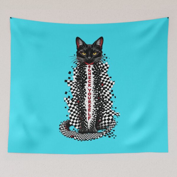 Item preview, Check Yourself Black Cat Checkerboard designed and sold by Art With Impact – Statement Art & Apparel for Deep Thinkers.