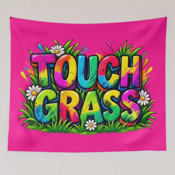 Item preview, Touch Grass Colorful 3D Typography designed and sold by Hari Arts.