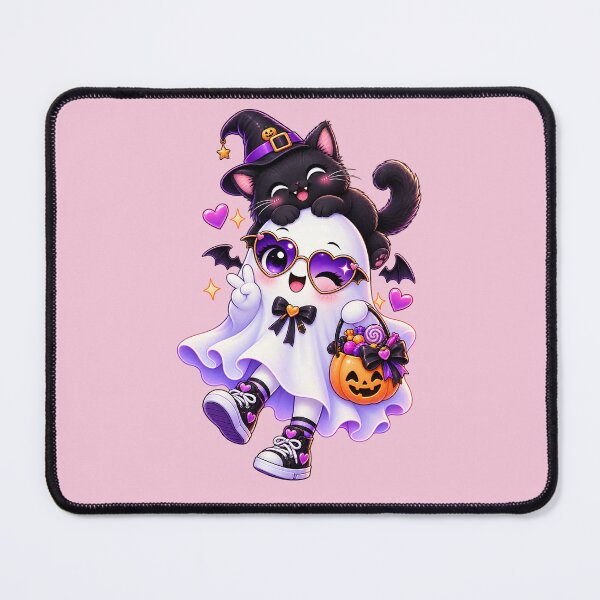 Item preview, Cute Halloween Ghost with Black Cat and Candy designed and sold by OMdesign10.