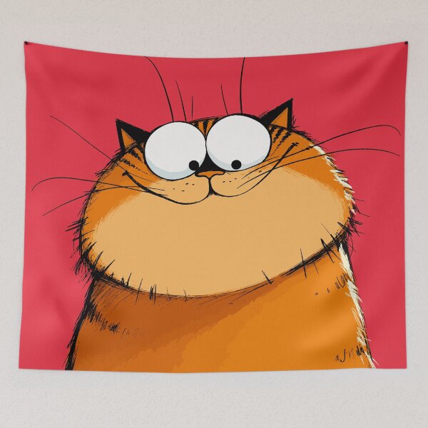 Item preview, Funny Fat Orange Tabby Cat Staring Cute Chunky Garfield Style Comic Graphic designed and sold by The Upside Down.