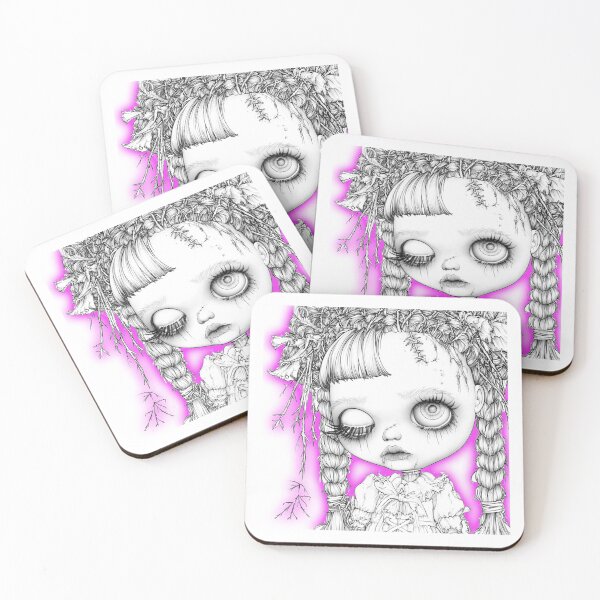 Item preview, Neon Purple Gothic Big Eyed Doll Line Art designed and sold by SiralyInk.