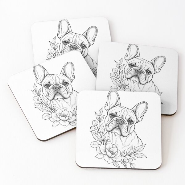 Item preview, Floral French Bulldog — Elegant Fine Line Art designed and sold by Tee Visions.